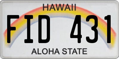 HI license plate FID431