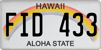 HI license plate FID433