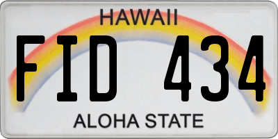 HI license plate FID434