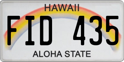 HI license plate FID435