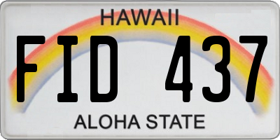 HI license plate FID437