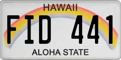 HI license plate FID441