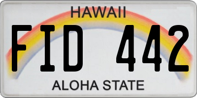 HI license plate FID442
