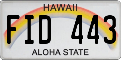 HI license plate FID443