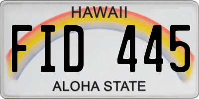 HI license plate FID445