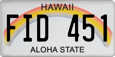 HI license plate FID451
