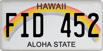 HI license plate FID452