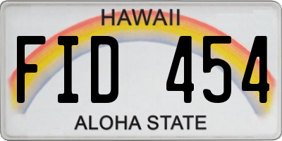 HI license plate FID454