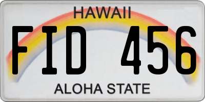 HI license plate FID456