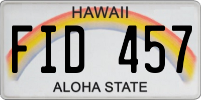 HI license plate FID457