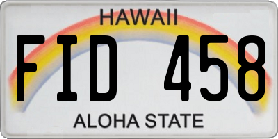 HI license plate FID458