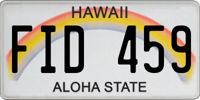 HI license plate FID459