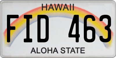 HI license plate FID463