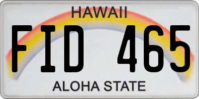 HI license plate FID465