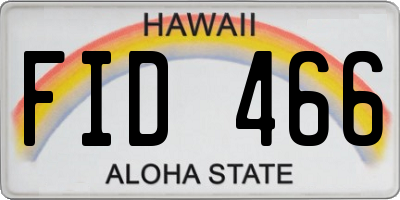 HI license plate FID466