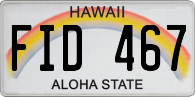 HI license plate FID467