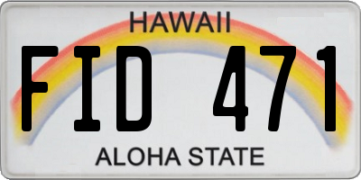 HI license plate FID471