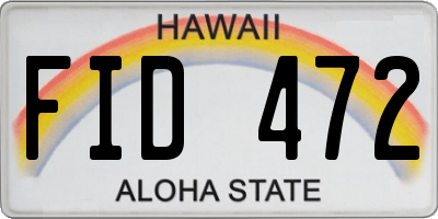 HI license plate FID472