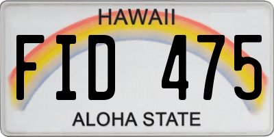 HI license plate FID475