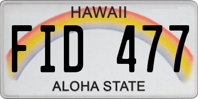 HI license plate FID477