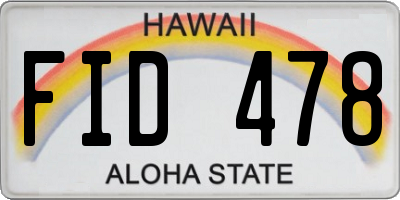 HI license plate FID478