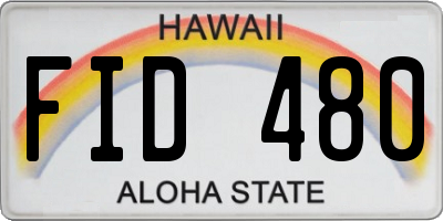 HI license plate FID480