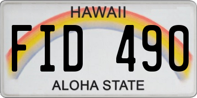 HI license plate FID490