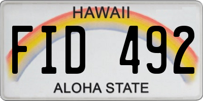 HI license plate FID492