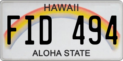HI license plate FID494
