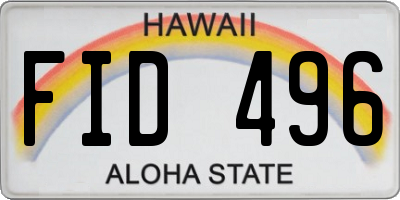 HI license plate FID496
