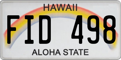 HI license plate FID498
