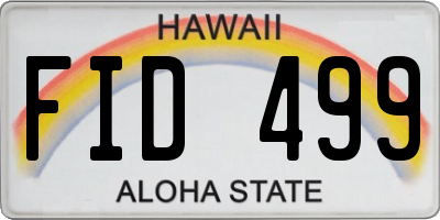 HI license plate FID499