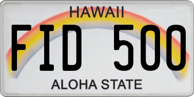 HI license plate FID500