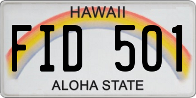 HI license plate FID501