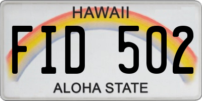HI license plate FID502