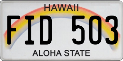 HI license plate FID503