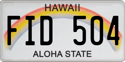 HI license plate FID504