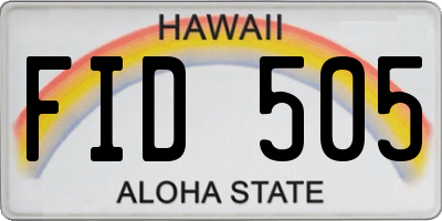 HI license plate FID505