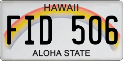 HI license plate FID506