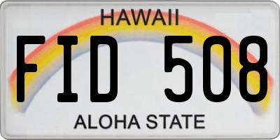 HI license plate FID508