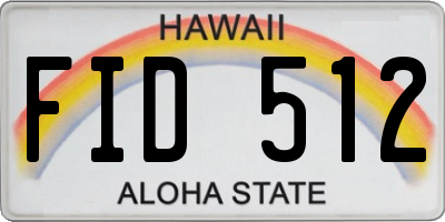 HI license plate FID512