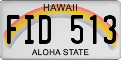 HI license plate FID513