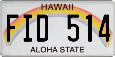 HI license plate FID514