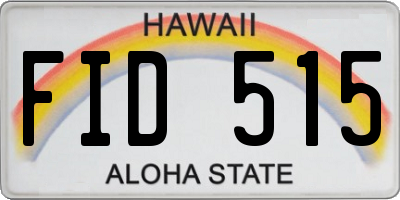 HI license plate FID515