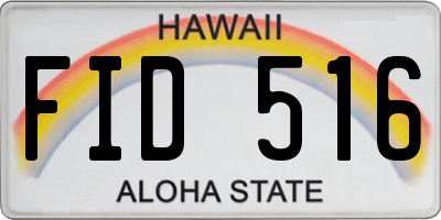 HI license plate FID516