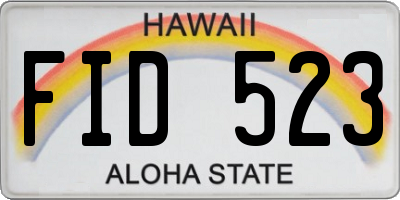 HI license plate FID523