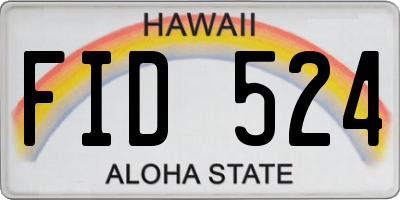HI license plate FID524