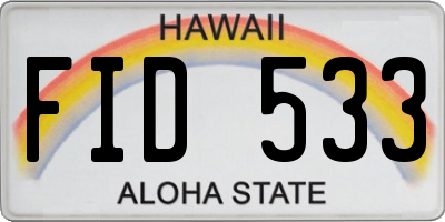 HI license plate FID533