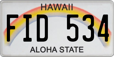 HI license plate FID534