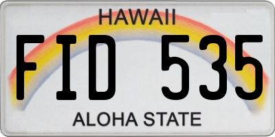 HI license plate FID535